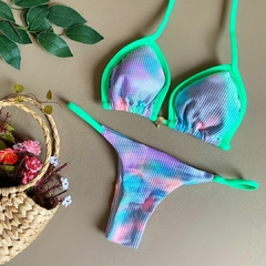 Biquíni Cortininha Tie Dye Calcinha Tira Empina Bumbum na internet