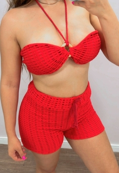 Saída de Praia Modelo Top Com Bojo e Alça no Pescoço e Short - loja online