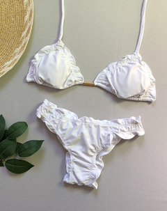 Biquíni Cortininha Branco Liso Com calcinha Empina Bumbum - comprar online