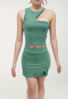 Conjunto Cropeed Feminino Com Ajuste no pescoço e Short Saia - loja online