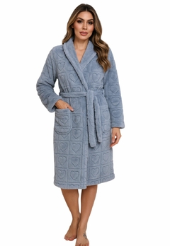 Roupão de Inverno Feminino Plush com Textura de Corações na internet