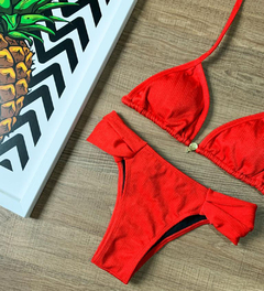 Biquíni Feminino Texturizado Cortininha Com Bojo Com Calcinha Bombom