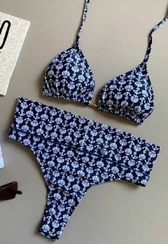 Biquíni Feminino Cortininha Estampaco Com Bojo Calcinha Tanga - Multmix