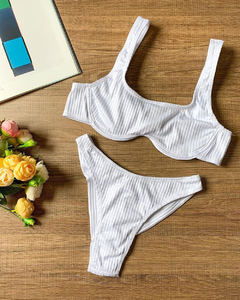 Biquíni Feminino Canelado Aro Sem Bojo Calcinha Fio Duplo e Asa Delta - Multmix
