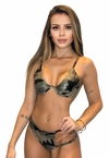 Biquíni Feminino Camuflado Aro V Invertido Sem Bojo Com Calcinha Fio Duplo Com Tira Lateral
