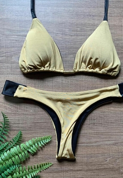 Imagem do Biquíni Feminino Cortininha com Bojo Calcinha Fio Dental e Dupla Face