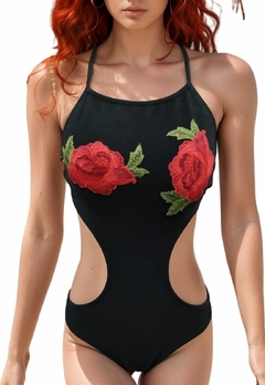 Maiô Feminino Cropped Engana Mamãe Floral Bordado (TODOS PRETOS) - Multmix