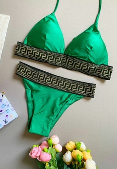 Biquíni Feminino Aviador Detalhes Em Dourado Calcinha Super Fashion - Multmix
