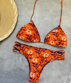 Biquíni Feminino Cortininha Com Bojo Floral Calcinhas Com Tiras Laterais na internet