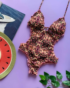 Maiô Feminino Engana Mamãe Com Bojo Estampado e Calcinha Empina Bumbum