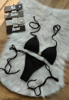 Biquíni Liso Cortininha Feminino Calcinha Amarra Lateral - Multmix