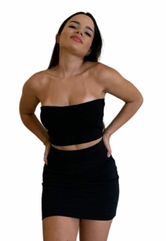 Conjunto Feminino Top Tomara que Caia Com Bojo e Saia Justa - Multmix