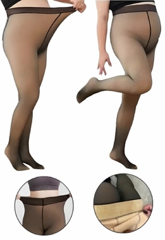 Meia Calça Térmica Forrada Peluciada Translúcida De Lã Quente Feminina Para Inverno Plus Size na internet