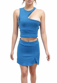 Conjunto Cropeed Feminino Com Ajuste no pescoço e Short Saia - comprar online