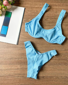 Biquíni Feminino Canelado Aro Sem Bojo Calcinha Fio Duplo e Asa Delta na internet