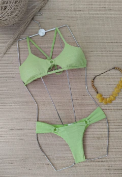 Biquíni Feminino Top Lurex Com Decote Vazado Calcinha Empinar Bumbum - Multmix