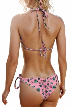 Biquíni Feminino Cortininha Estampado Calcinha Amarra Lateral Levanta Bumbum - comprar online