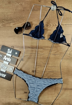 Biquíni Feminino Cortininha Com Bojo Estampa Xadrez Com Calcinha Empina Bumbum - comprar online