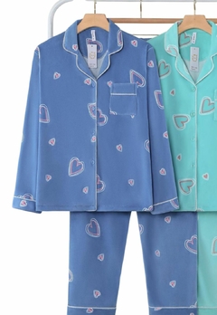 Pijama Feminino Aveludado Calça e Manga Comprida Quentinho - comprar online