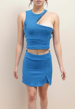 Imagem do Conjunto Cropeed Feminino Com Ajuste no pescoço e Short Saia