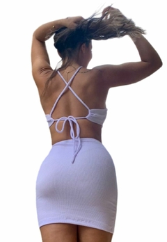 Vestido Feminino Curto Com Bojo Recorte Lateral Texturizado