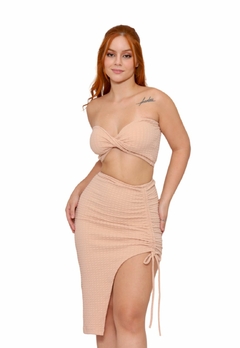 Conjunto Feminino Com Bojo Top Chuzado Com Saia Com Abertura - loja online