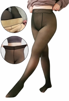 Meia Calça Térmica Forrada Peluciada Translúcida De Lã Quente Feminina Para Inverno Plus Size - comprar online