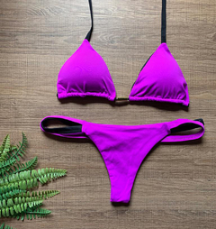 Imagem do Biquíni Feminino Cortininha Com Bojo Calcinha Semi Fio Dental com 2 Tiras Trançadas