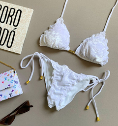 Imagem do Biquíni Feminino Cortininha de Veludo com Calcinha Empina Bumbum e Amarra Lateral