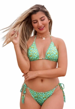 Biquíni Feminino Cortininha com Bojo Calcinha Amarra Lateral