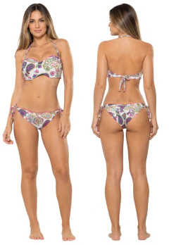 Biquíni Feminino Meia Taça Com Alça e Bojo Calcinha Empina Bumbum e Amarra Lateral - Multmix