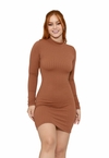 Vestido Feminino Manga Longa Costa Aberta Sem Bojo Saia Curta