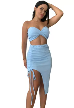 Conjunto Feminino Top Tomara que Caia Com Saia - Multmix