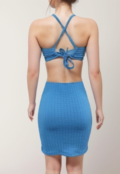 Vestido Feminino Cropped com Bojo e Saia com Corte na Coxa - Multmix