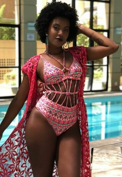 Maiô Feminino de Tiras Super Fashion, Com Bojo Estampado
