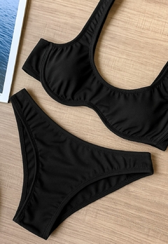 Biquíni Feminino Liso Aro Sem Bojo Calcinha Fio Duplo e Asa Delta