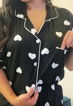 Imagem do Pijama Feminino Curto Americano Estampa Corações Short Doll