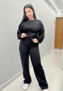 Conjunto Feminino Moletom Cropped com Calça Reta - loja online