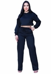 Conjunto Feminino Moletom Cropped com Calça Reta - comprar online