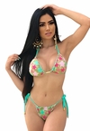 Biquíni Feminino Cortininha Com Bojo Estampado Calcinha Levanta Bumbum e Amarra Lateral