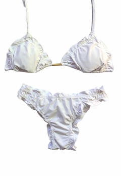 Biquíni Cortininha Branco Liso Com calcinha Empina Bumbum