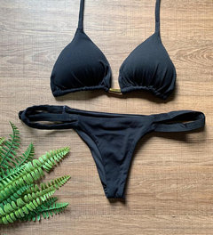 Biquíni Feminino Cortininha Com Bojo Calcinha Semi Fio Dental com 2 Tiras Trançadas - comprar online