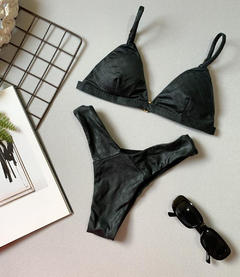 Biquíni Feminino Aviador Com Bojo Preto Com Calcinha Asa Delta - Multmix