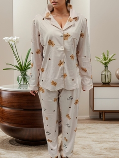 Pijama Americano Feminino Com Botões, Mangas e Calça Comprida - loja online