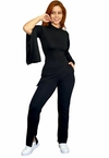 Conjunto Feminino Sem Bojo Manga Fler e Calça Comprida