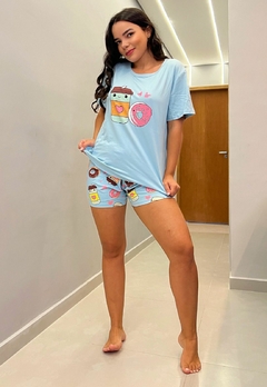 Pijama Feminino 3 Peças Camisa Regatinha e Short Lindo e confortável na internet