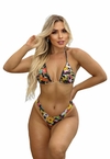 Biquíni Feminino Cortininha Com Bojo Estampado Calcinha Levanta Bumbum