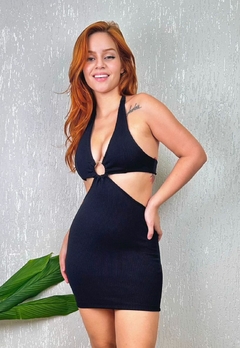 Vestido Feminino Argola no Decote Vazado e Bojo Modelo Curto - loja online