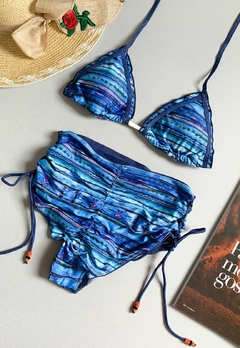 Imagem do Biquíni Feminino Cortininha Com Bojo Calcinha Cintura Alta Laterais Trançadas