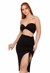Conjunto Feminino Com Bojo Top Chuzado Com Saia Com Abertura